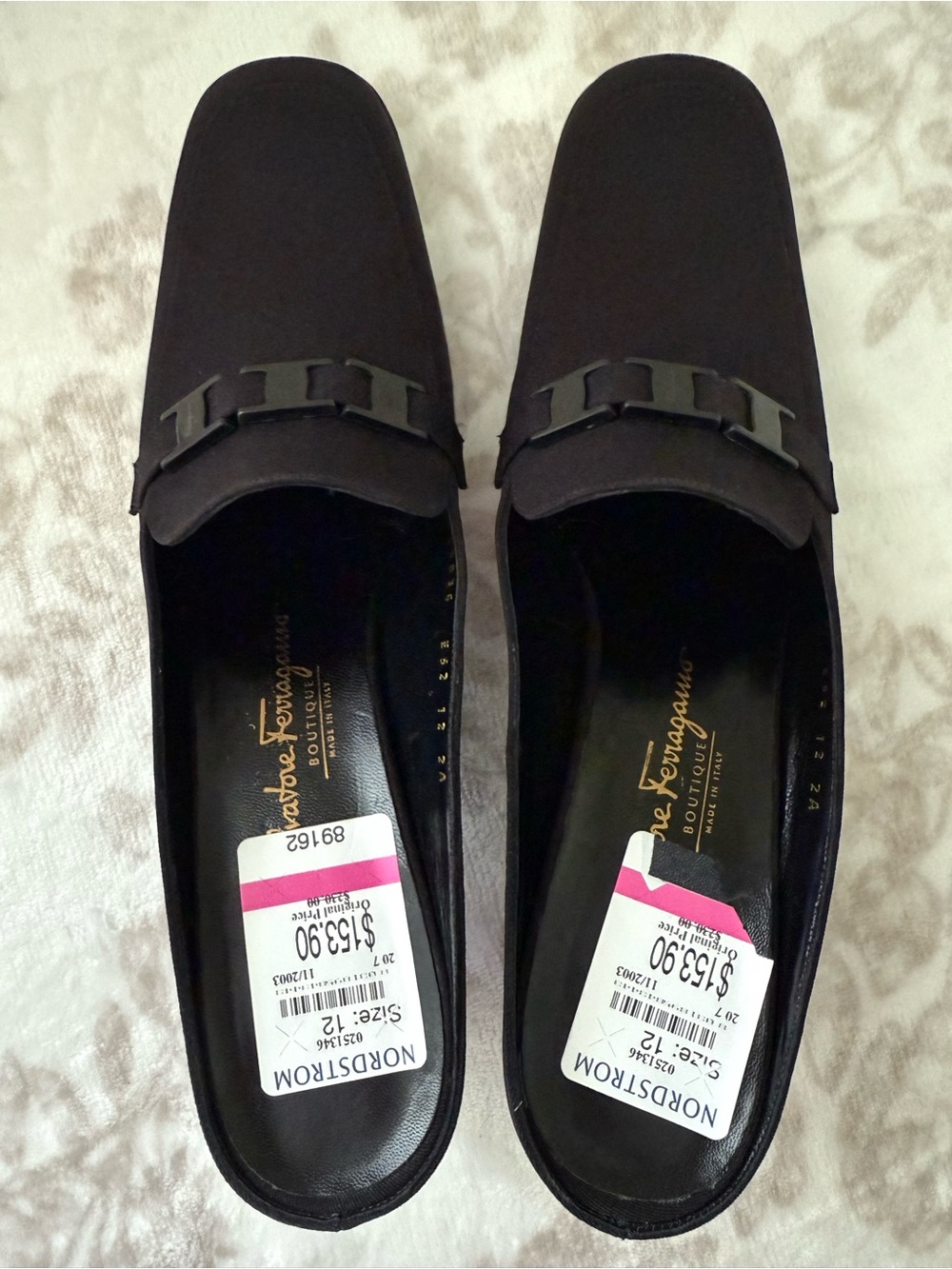 Vintage Salvatore Ferragamo Canvas Gancini Vara Bow Mules Size 12 AA - Picture 6 of 14